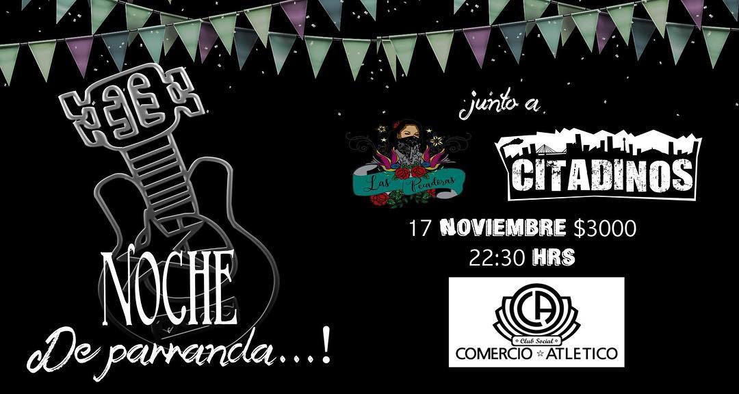 CitadinosBanda's tweet photo. Ya el viernes 17 en el Comercio Atletico... Las Pecadoras junto a Citadinos, no se lo pierda!!!    pls RT. @PANCHOSAAVEDRA @LuchodeChile @ViudosDeLaUno @magfloress https://t.co/q7C1c9oeiH