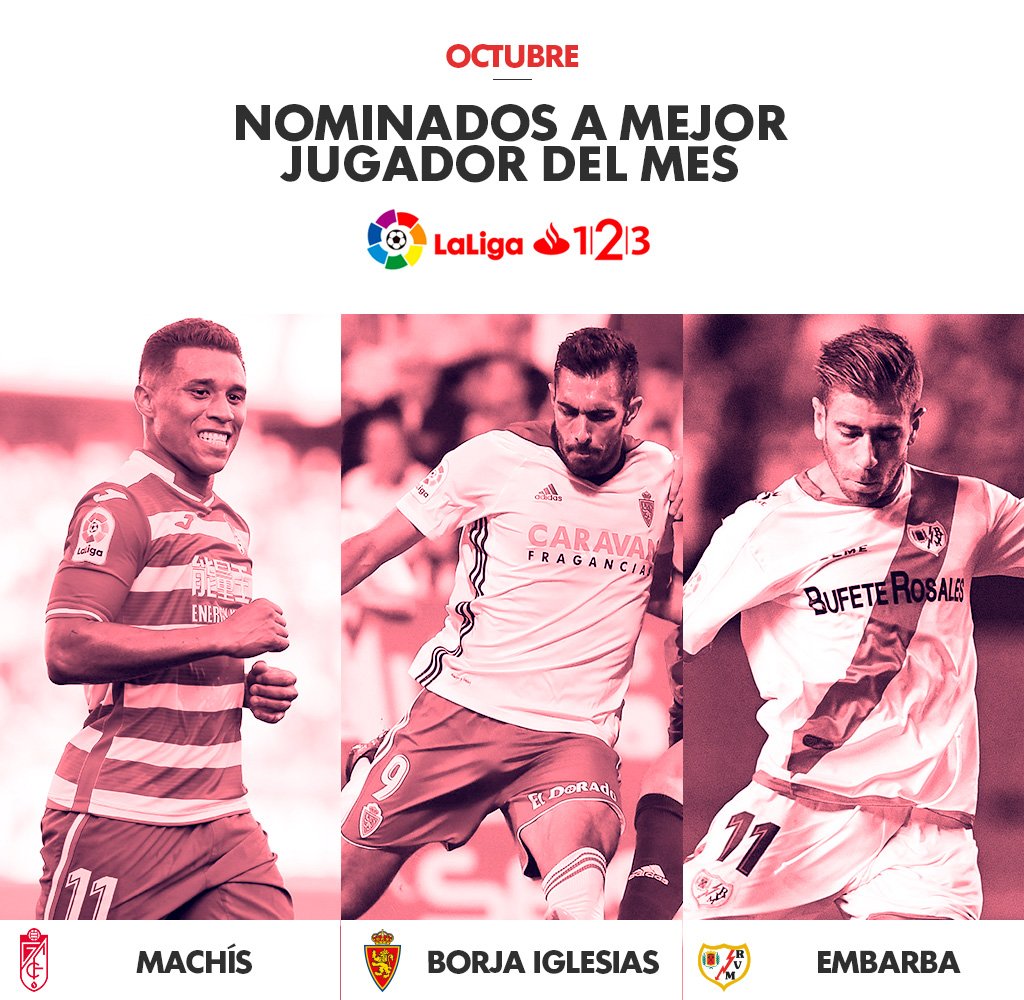 LaLiga's tweet photo. 🌪 @Darwin_Machis
⚽️ @BorjaIglesias9
⚡️  @AdriEmbarba11 

¿Quién merece en tu opinión ser el Mejor Jugador de Octubre de #LaLiga123? https://t.co/TAZlUNEVNw