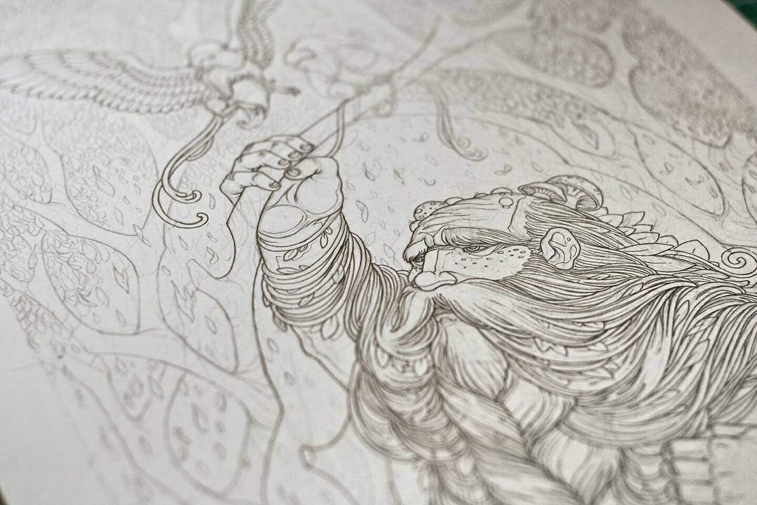 Kapeillustratio's tweet photo. #Pencil #outlines and #inking on the exterior #spread from #Triptonus' #Sprout EP.
#Pencildrawing #rock #album #art #artwork #artist #artistsontwitter #illustration #illustrator #details #detail #coverart #design #psychedelic #stoner https://t.co/uCITsNUQyf