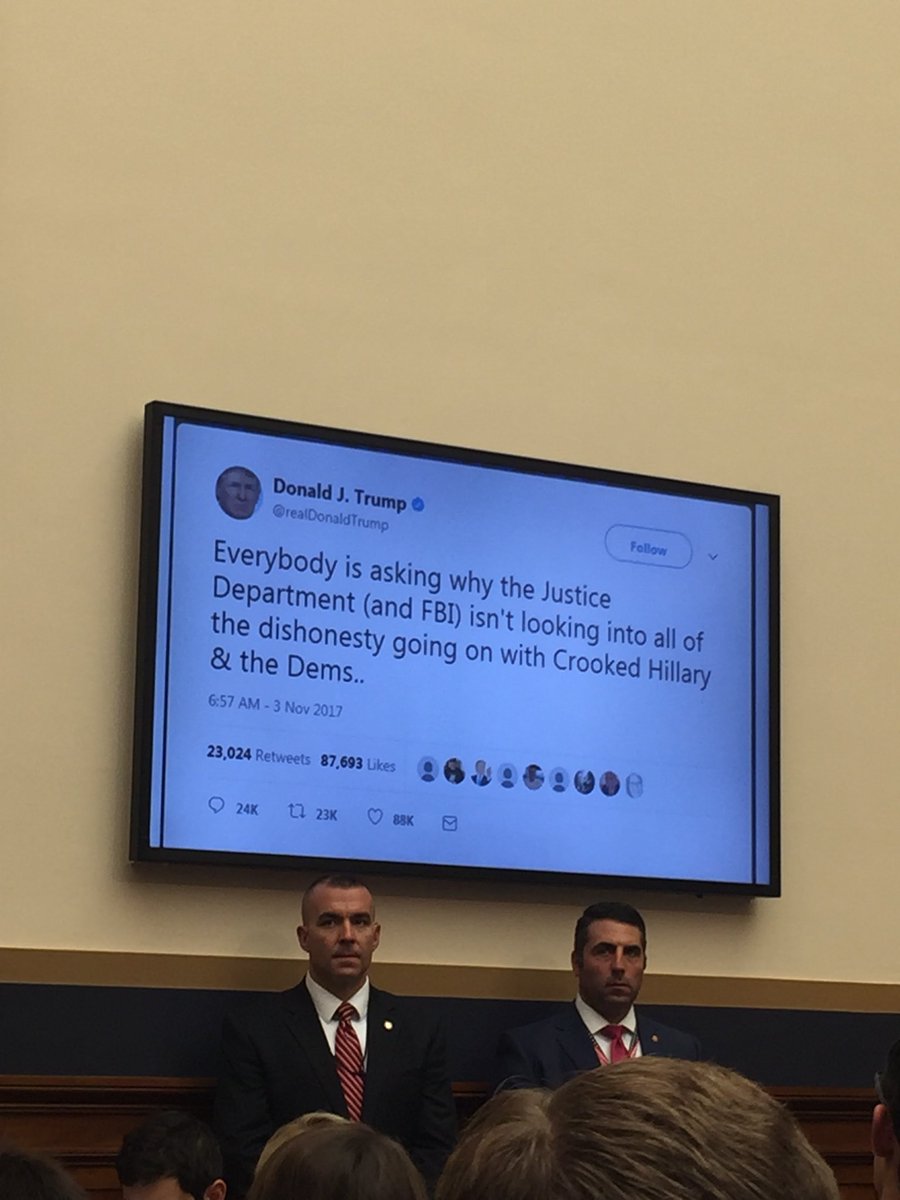 acslaw's tweet photo. .@RepJohnConyers asks re: Trump tweets: In a functioning democracy, is it common for the leader of the country to order the criminal justice system to retaliate against opponents? #QuestionSessions
(Pres tweets presented by Conyers) https://t.co/h1QeZYMRPJ