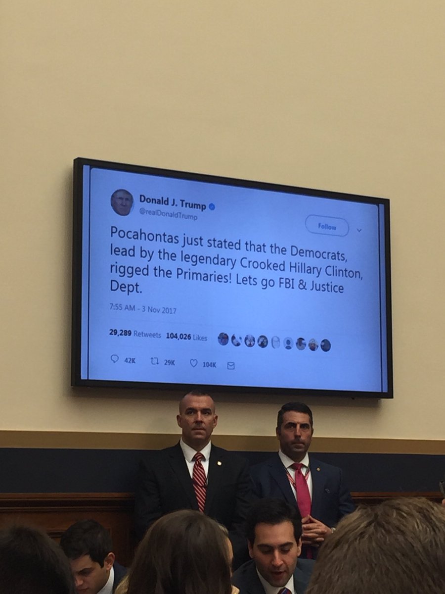 acslaw's tweet photo. .@RepJohnConyers asks re: Trump tweets: In a functioning democracy, is it common for the leader of the country to order the criminal justice system to retaliate against opponents? #QuestionSessions
(Pres tweets presented by Conyers) https://t.co/h1QeZYMRPJ