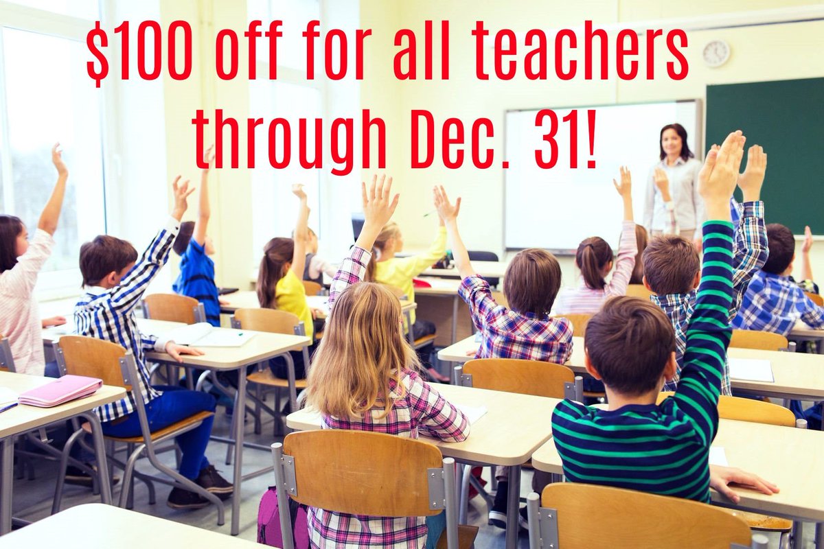 To celebrate American Education Week, we are offering $100 off for all teachers with valid ID through the end of the year!