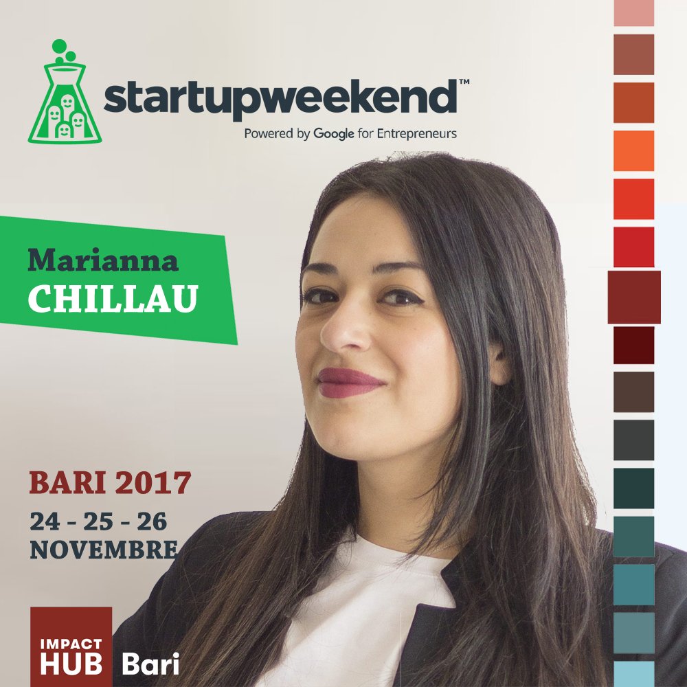 📢Iniziamo a conoscere i protagonisti di Startup Weekend Bari 2017!
La prima #Coach che vi presentiamo è Marianna Chillau, CEO &amp; Co-Founder di <a href="/Transactionale_/">Transactionale</a>  Per info clicca qui: goo.gl/6bq6JE