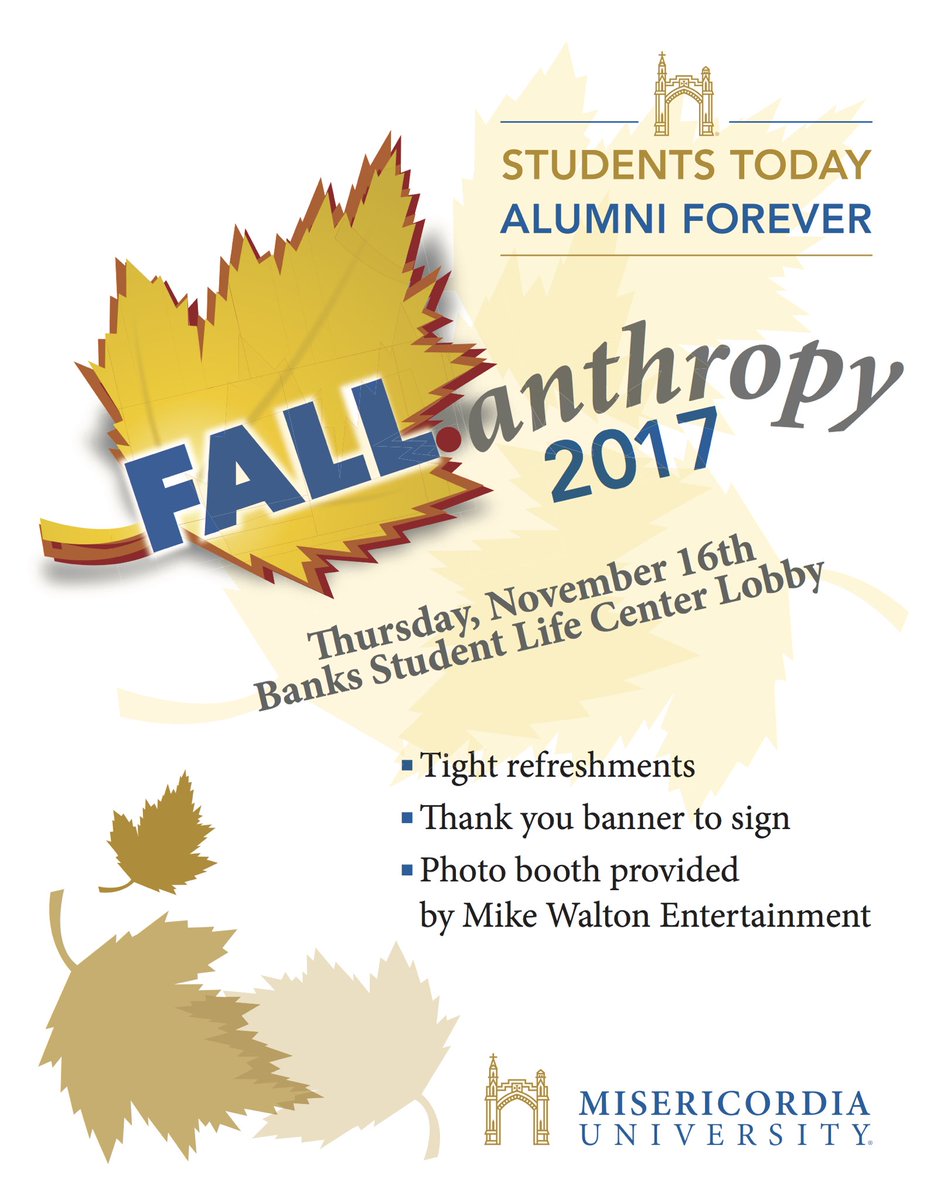 MiseriSTAF's tweet photo. Happy Tuesday Misericordia!! THIS THURSDAY is STAF’s Fall-anyhropy event. Stop by in Banks this Thursday between 11am-1pm #happyfall #fallanthropy #MUSTAF https://t.co/s73bj6GCpL