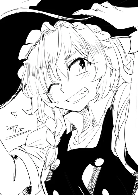 全く記憶にはなかったんだけど10年前の自分から絵付きで手紙が届いたので返事代わりに同じ構図で魔理沙を描いたよ 