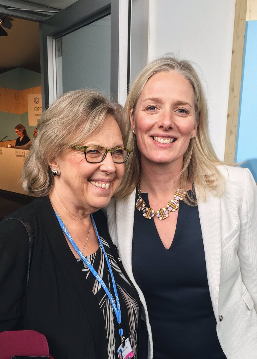 cathmckenna's tweet photo. Two ladies doing our part to advance #ClimateAction. 

Happy to bump into Canada's own, @ElizabethMay at #COP23 #Women4Climate https://t.co/mvULiDUe85
