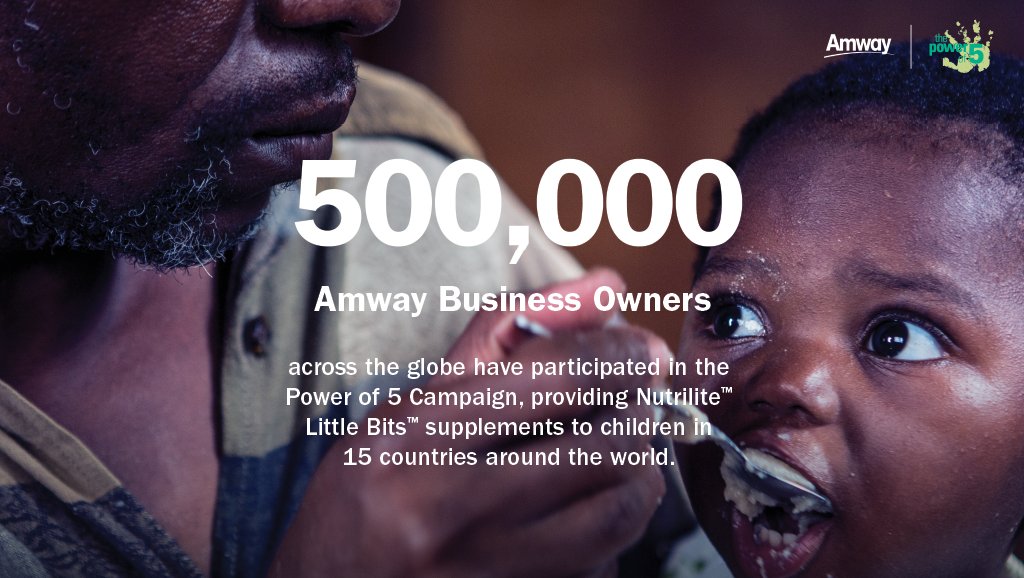 more than 500000 amway business owners have participated in the power of 5 program providing nutrilite little bits to children in 15 countries around the