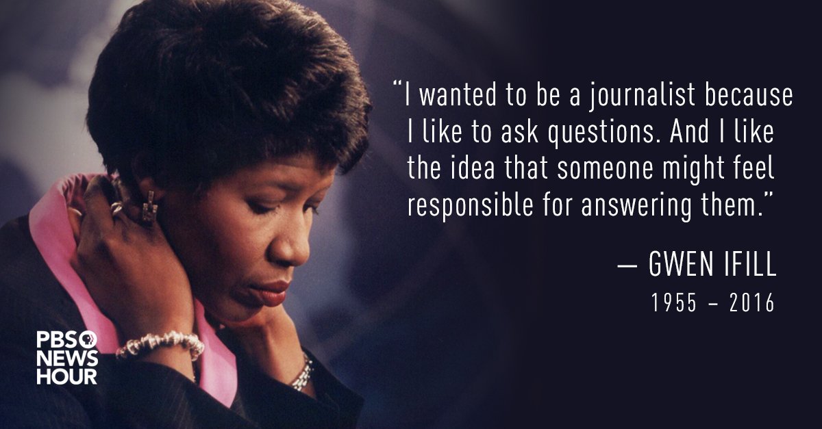NewsHour's tweet photo. Today marks one year without Gwen. We miss her every day. #RememberingGwen https://t.co/HF5KkIZMhf