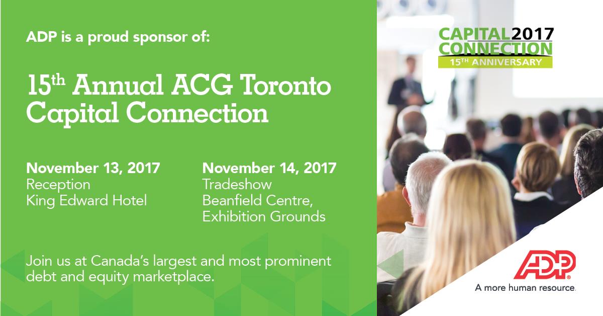 ADP_CDA's tweet photo. .@ADP_CDA is at @ACG_Toronto #CapitalConnection2017 today – stop by our booth to discuss #BigData, #Analytics, and #Productivity! https://t.co/owVdjyXb5h