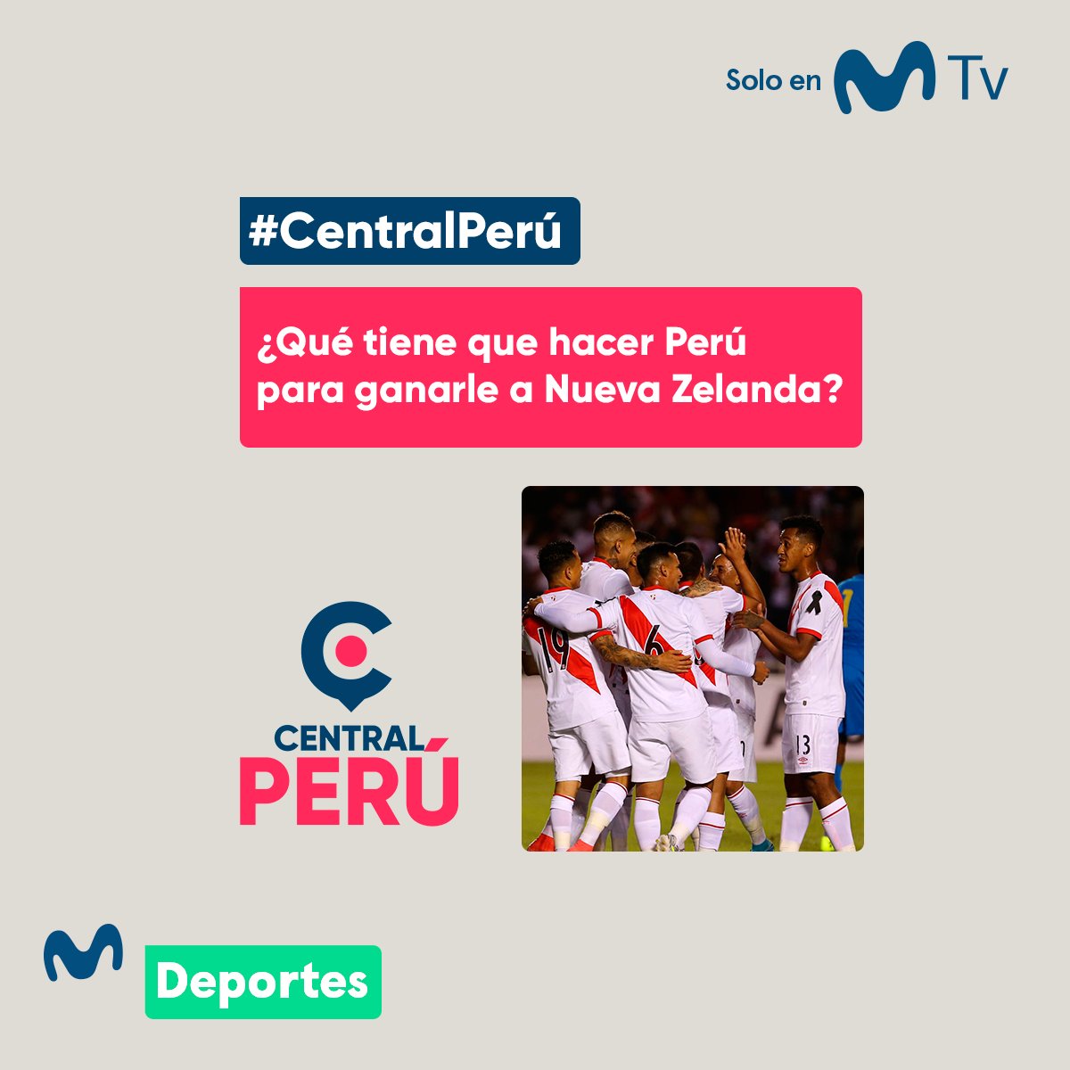 MovistarDeporPe's tweet photo. ¡Estamos #EnVivo con #CentralPerú para contarte todos detalles del partido de mañana! 🖥️ ¿Qué tiene que hacer Perú para ganarle a Nueva Zelanda? ⚽️ Participa y responde a la pregunta con HT #ModoSele 🇵🇪⬇️ https://t.co/Kr9c4L22KU