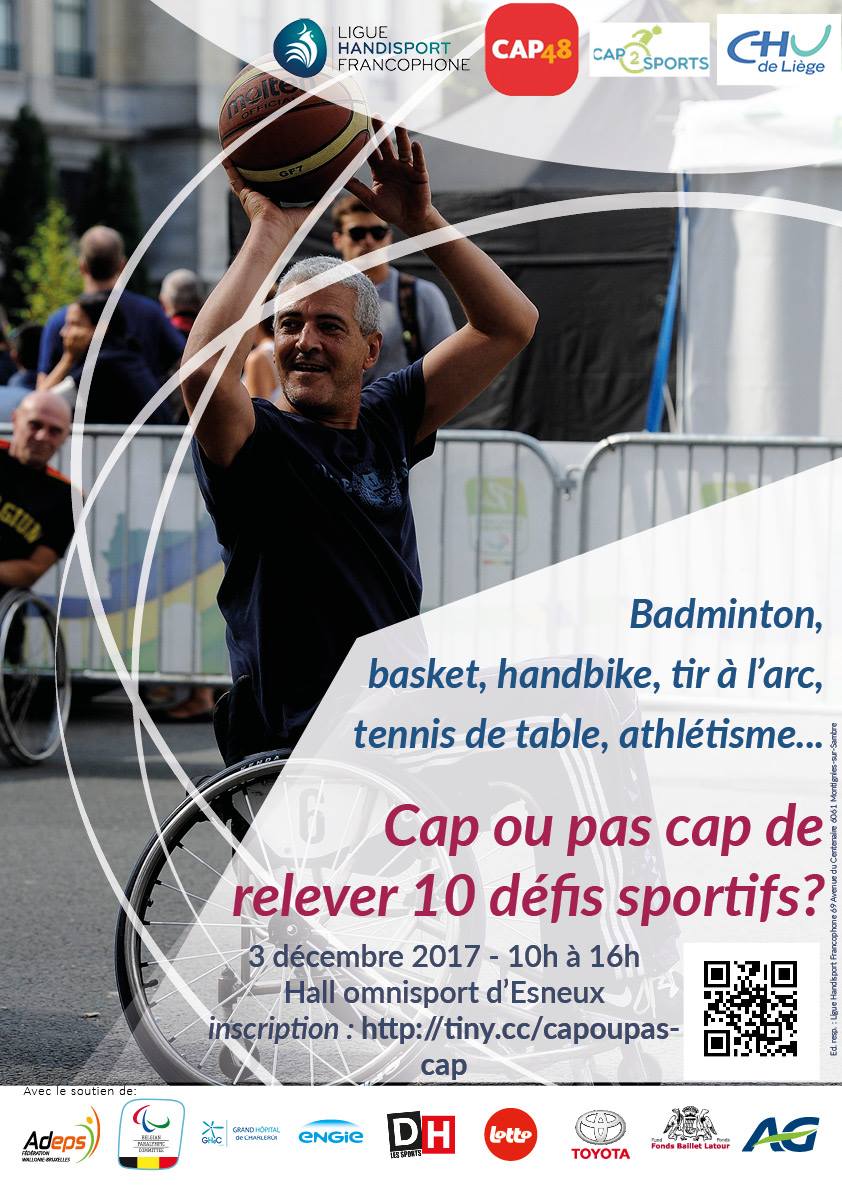 Cap2SportS's tweet photo. Venez tester un sport adapté le dimanche 3-12 au hall omnisport d'Esneux. Journée organisée par Cap2sports et la ligue handisport francophone. Inscription obligatoire. #Handicap #handisport #LHF #Cap2SportS https://t.co/nI7NUGhG2l