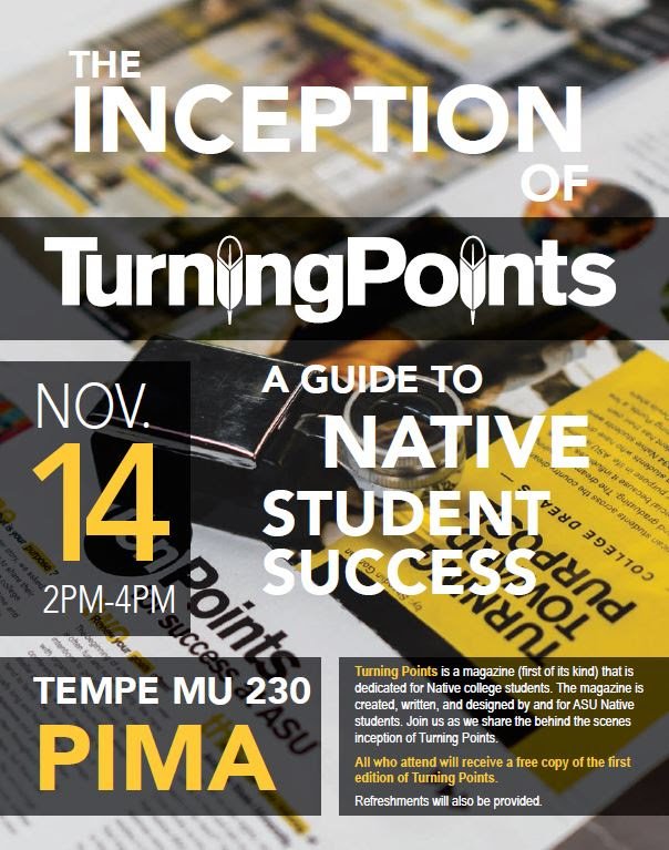 Taylor_Notah's tweet photo. Today! Join the #TurningPointsMagazine team at ASU Tempe campus where we discuss the journey of providing the 1st magazine made by & for #NativeASU college students! https://t.co/jPm39kHt3E