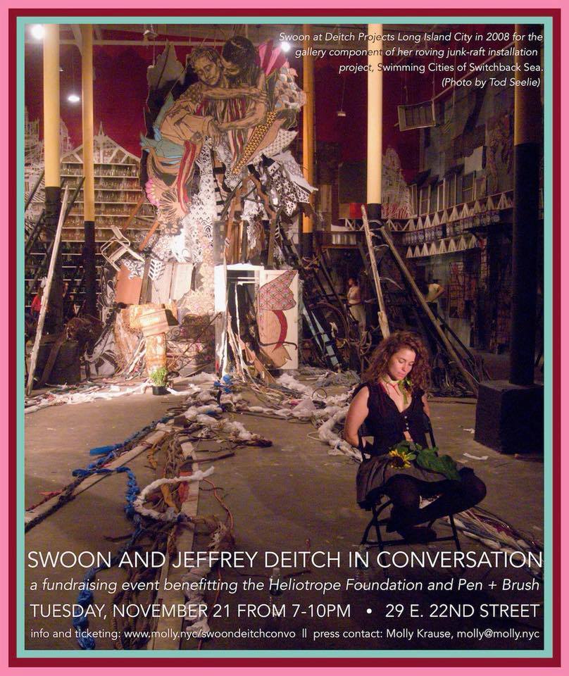 mollykrausenyc's tweet photo. See @swoon in conversation with #jeffreydeitch at #penandbrush (29 E. 22 St.) on Nov 21 benefitting @HeliotropeFND (more info and ticketing: https://t.co/xQTpjZcAhc) #deitchprojects #heliotropefoundation #braddocktiles #cormiers #heliotropeprints #swoon https://t.co/8NrpFJPn22