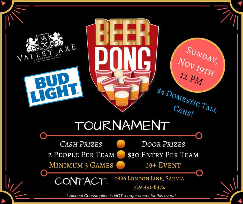 ValleyAxeThrow's tweet photo. Register today for our Beer Pong Tournament this Sunday afternoon! 

$4 Domestic tall cans all day!

Space is limited so reserve a spot for your duo today by calling 519-491-8472, or send your completed registration form to gavincorcelli@valleyaxe.com. https://t.co/x218Lj6lBP