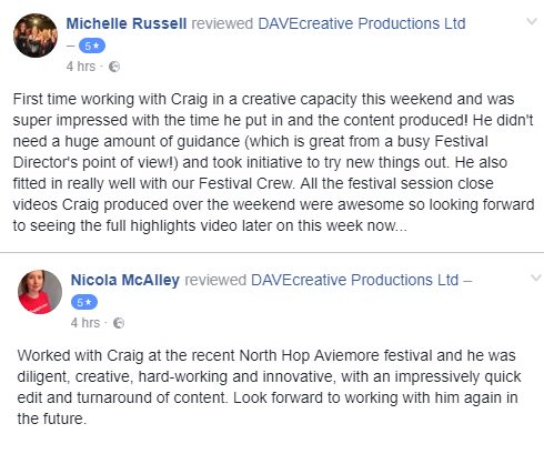 Looking for #videomarketing services in the #highlands? <a href="/DAVEcreativeLTD/">DAVEcreative Productions LTD</a>'s ⭐️⭐️⭐️⭐️⭐️ reviews speak for themselves 🎞️📽️ #video #marketing #onlinevideo #promotion #promotional #videomarketing #inverness #film #eventvideography #videography #creative #creativity
