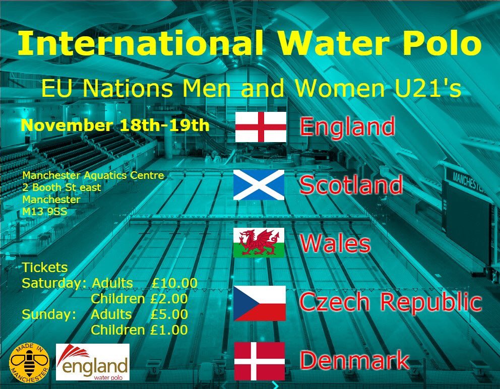 International water polo returns to the UK this weekend with the U21 EU Nations. All the home nations represented so be there to support!