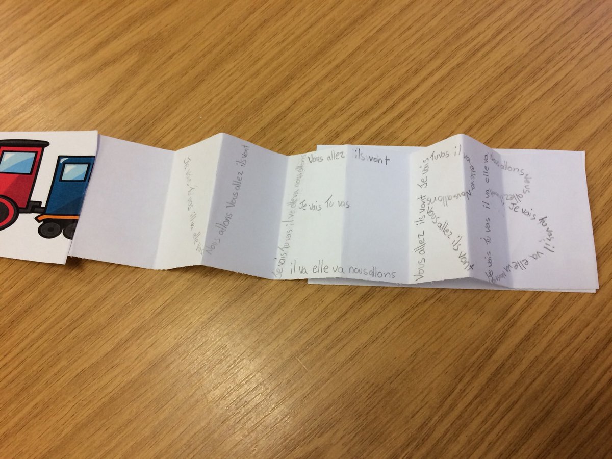 NottsHighIJS's tweet photo. Year 6 had a lot of fun this afternoon learning to conjugate verbs creating calligrams in concertina mini books. Making verb conjugation fun! #somuchmore #mfl #primaryfrench #french #welovefrench #erasmus #ka1project #verbconjugation https://t.co/v4aUq5HkPc