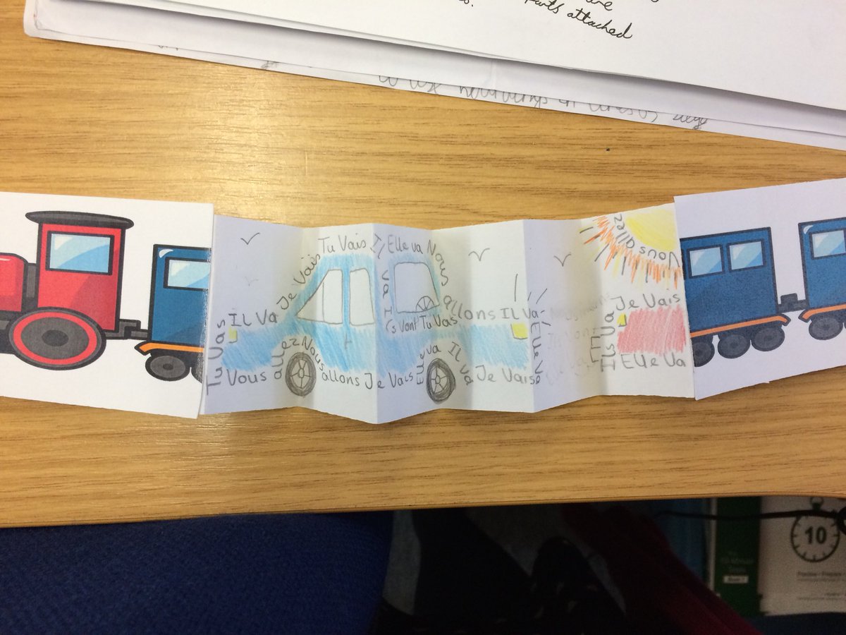 NottsHighIJS's tweet photo. Year 6 had a lot of fun this afternoon learning to conjugate verbs creating calligrams in concertina mini books. Making verb conjugation fun! #somuchmore #mfl #primaryfrench #french #welovefrench #erasmus #ka1project #verbconjugation https://t.co/v4aUq5HkPc
