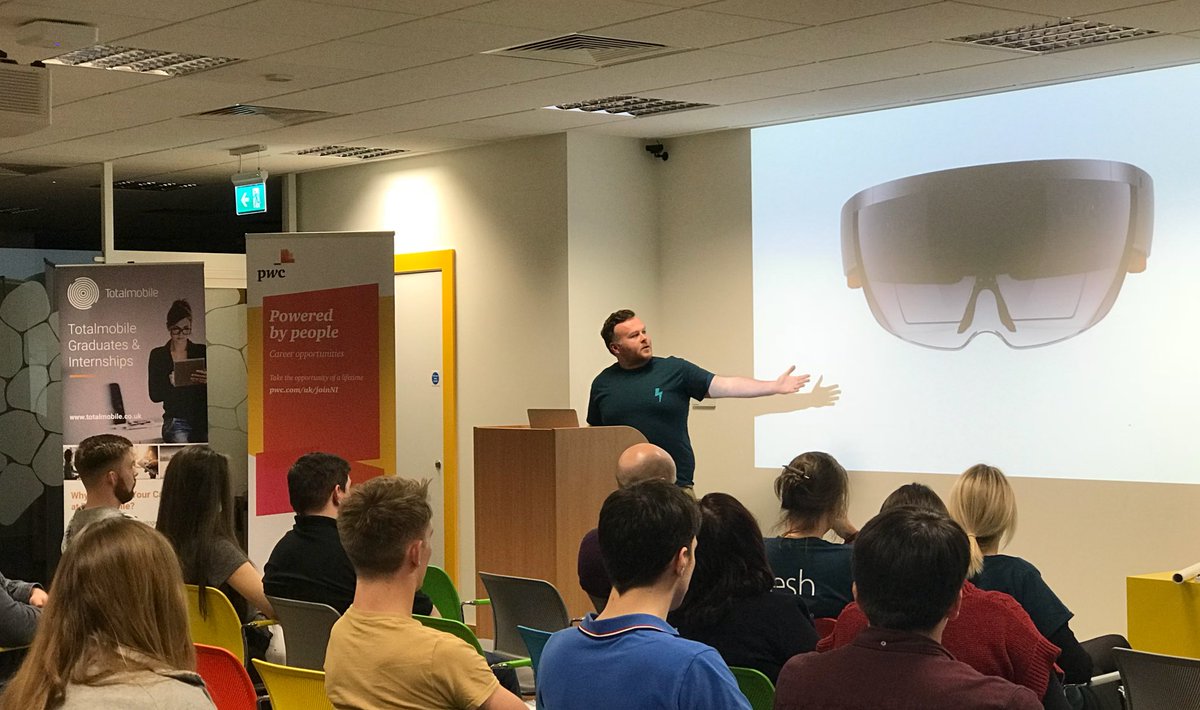 ChargedCity's tweet photo. Next up is Andy McWilliams speaking to us about AR and his experience  @Totalmobile @totalmobiledev @PwC_NI https://t.co/EURuKss3Qd