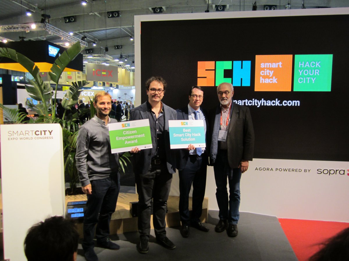 And the winner of Best solution and Citizen Empowerment Award at <a href="/smartcityhack/">Smart City Hack</a> 2017 final <a href="/SmartCityexpo/">Smart City Expo World Congress</a> is: (drumroll) <a href="/cerqana/">Recursos AutismoTEA</a>! Congrats! #sch17