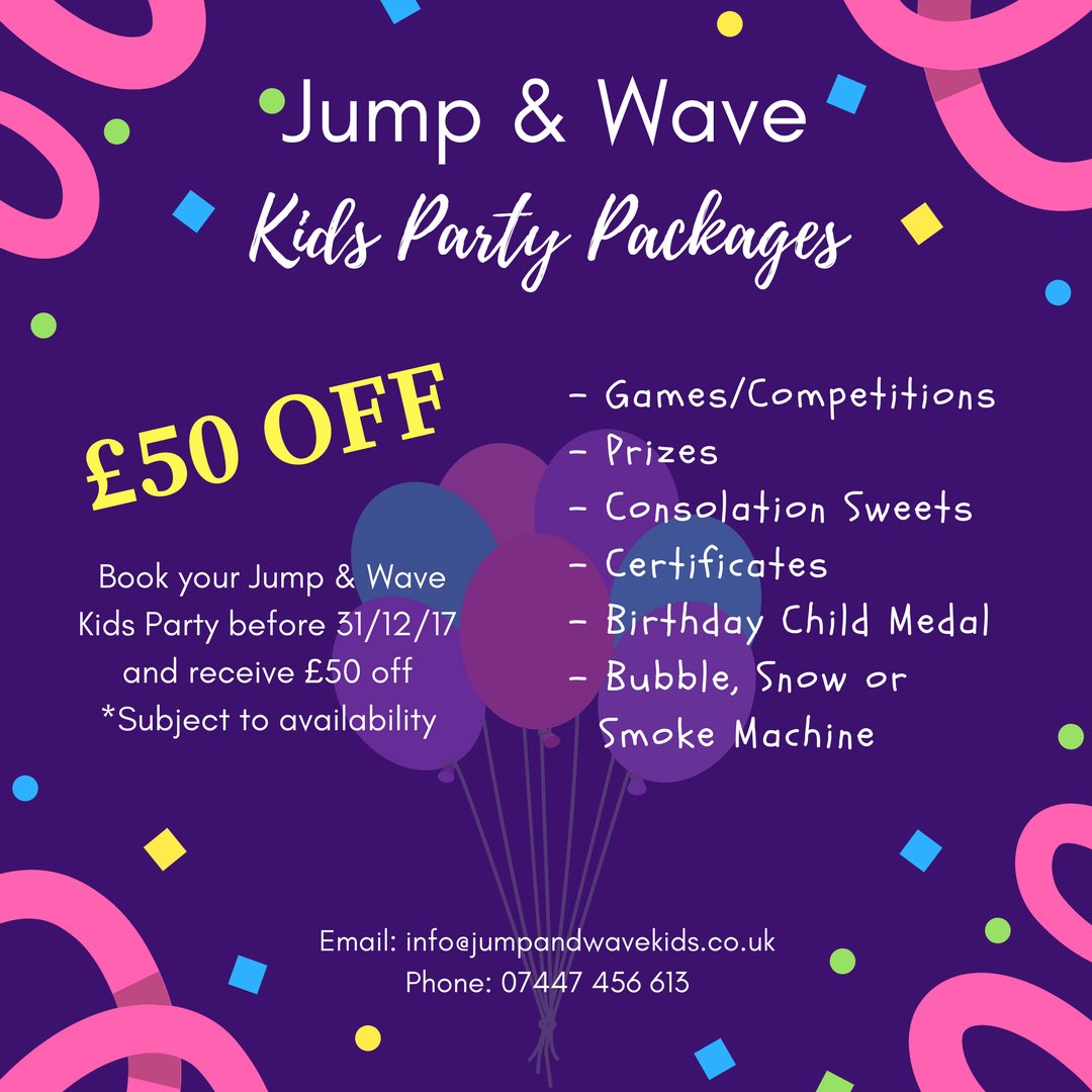 Jumpandwavekids's tweet photo. 2017 offer!! #kids #party #kidsentertainer #entertainment #kidsparties #fun #music #games #prizes #dancing #dj #disco #save #offer #deal https://t.co/gLYlJ5c9qk