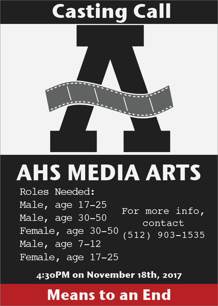 KAHSNEWS's tweet photo. Do you want to be in a #KAHS short film? Stop by room 334 after school and audition! Food will be provided for anyone who auditions. https://t.co/kVbXVQaZbJ