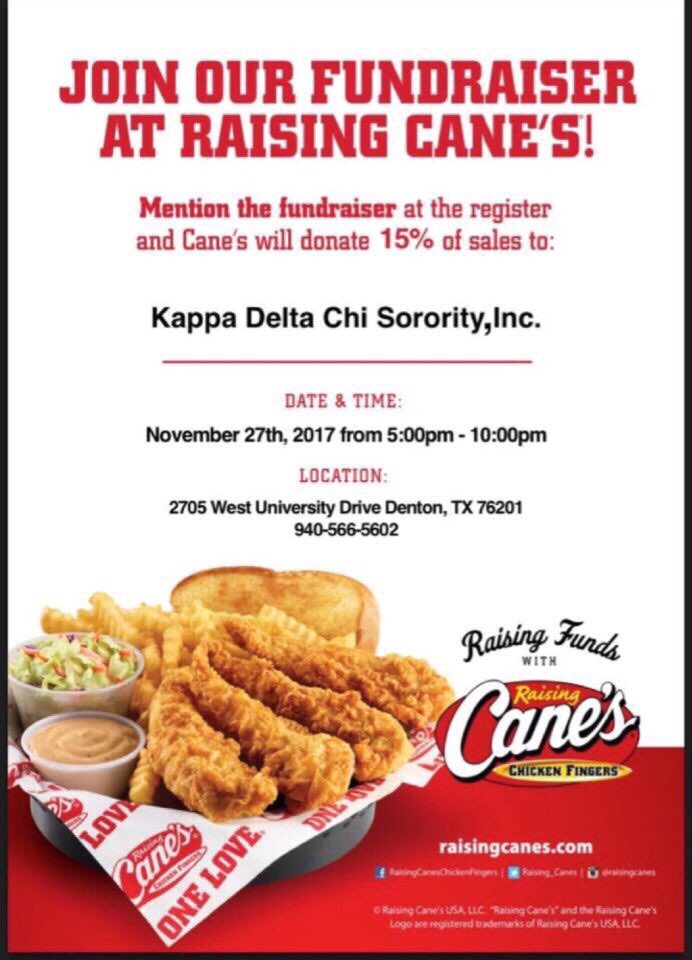 UNT_KDChi's tweet photo. Benefit Nights are a good way to meet sisters and get to know each one of them! Make sure to save the date! π§ #rushkdchi #alphaupsilon #kdchi #Canes https://t.co/z4Ts2FrkiM