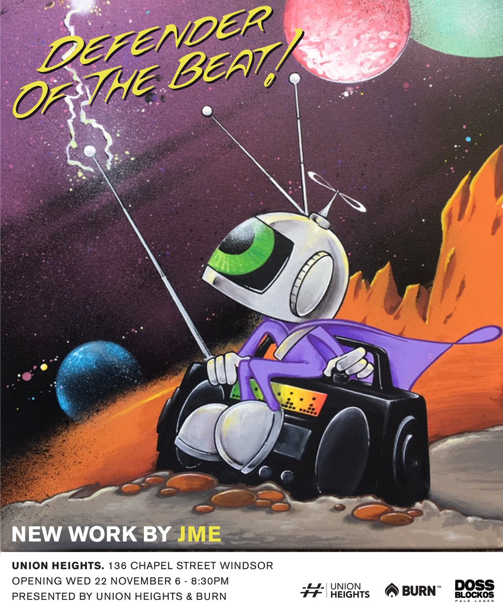 Come through and check JME - Defender of the Beat art exhibition opening 22.11.17 6-8.30 Supported by <a href="/__BURN__/">BURN</a>  &amp; <a href="/East9thBrewing/">East9thBrewing</a>