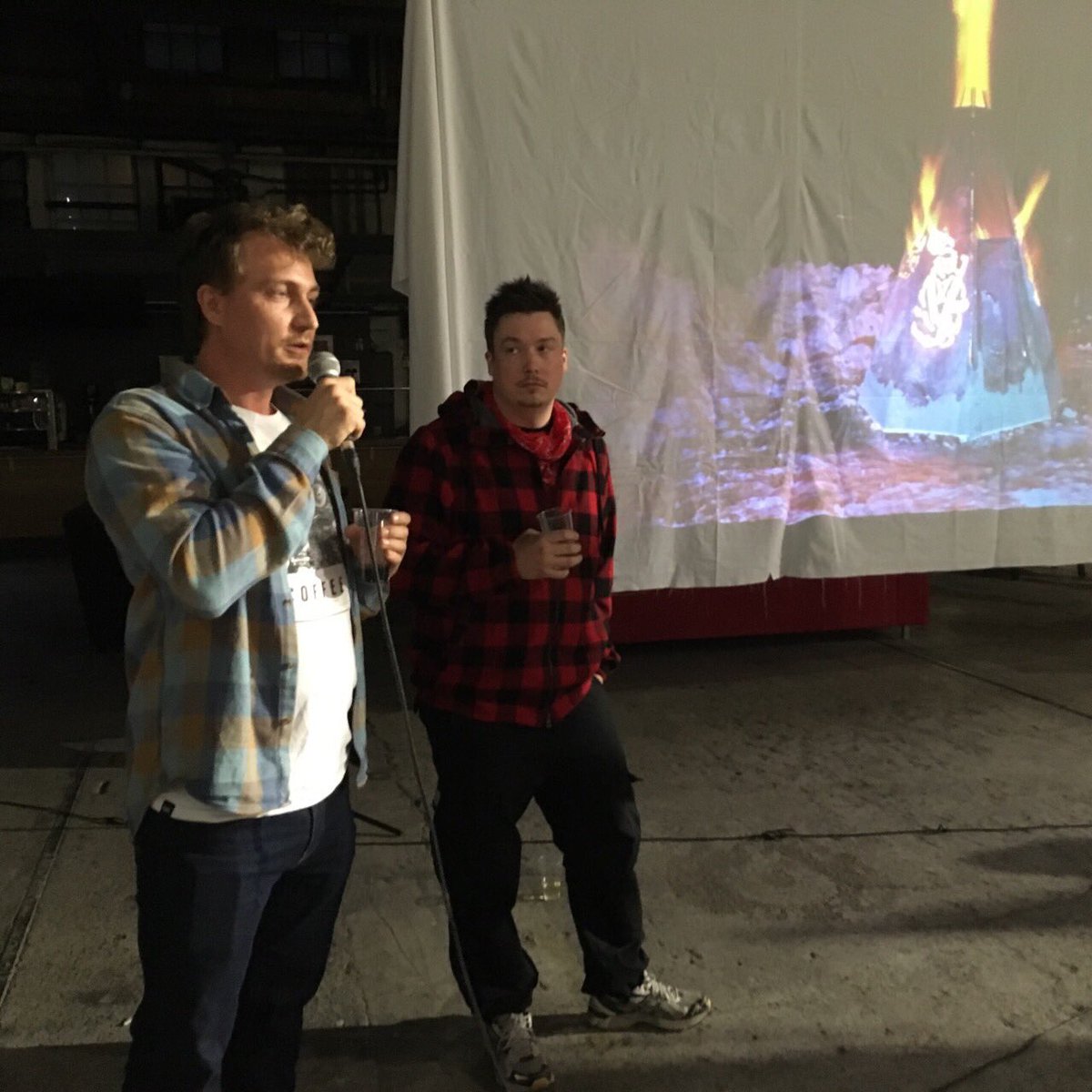 BalticCircle's tweet photo. Michel Brouwier and Anders Sunna at #Maadtoe exhibition opening. The exhibition takes place at Konepajan Bruno this week, free entrance! https://t.co/j2ts83iYxP