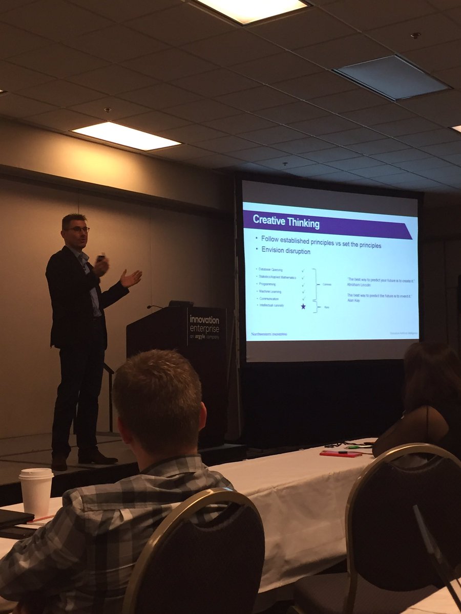 orinpuniello's tweet photo. Difference between a great and good data scientist is creative thinking @dklabjan #datasmart #PACHICAGO https://t.co/R29mJQPQuf