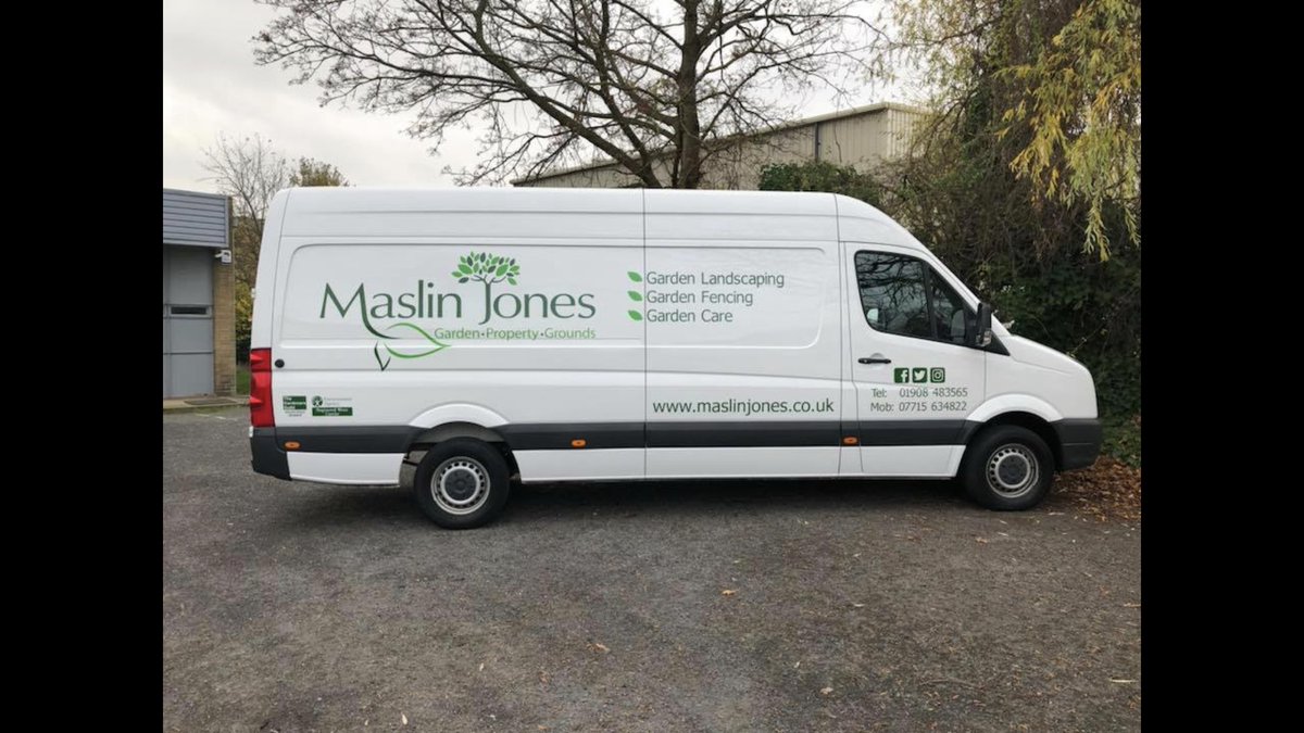 Needed a larger van due to the ever increasing workload so here it is all sign written. Thanks to <a href="/YowzerSigns/">Yowzer Signs</a> for the epic work again! #Maslinjones #VWcrafter #signwriting #MiltonKeynes #garden #gardener #landscaping #fencing #gardenmaintenance #MKhour #yowzer