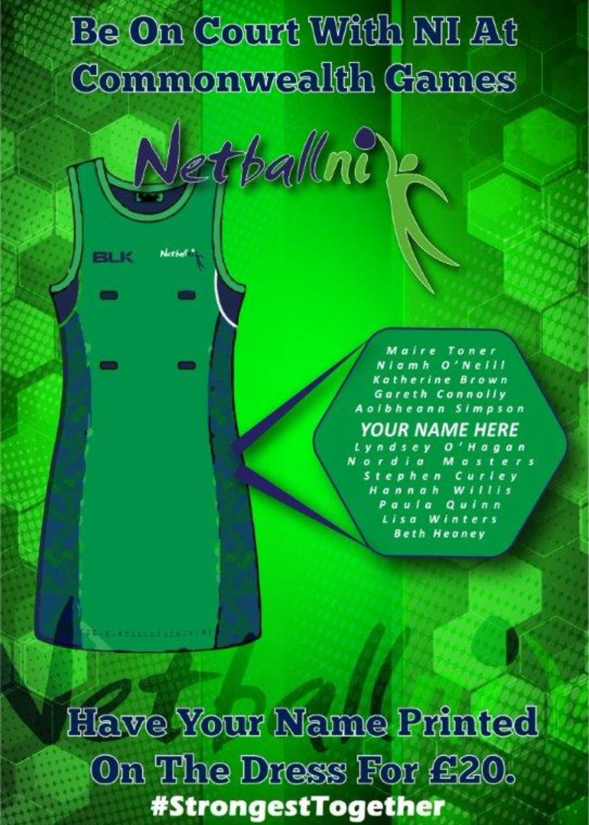 netballni's tweet photo. We've launched our fundraising  campaign in the run up to @GC2018 - lend your support to help us make a really unique &amp; special dress for our team! We are #StrongestTogether
https://t.co/DtUZi7n4kI https://t.co/cfTmjJkQxe