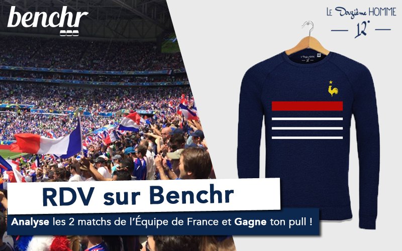 BenchrApp's tweet photo. Noubliez pas le concours sur #Benchr pendant #ALLFRA ce soir !! 🇫🇷

1⃣ Lâche ton RT 🔝

2⃣ Analyse #FRAALL sur Benchr : https://t.co/OGCFp8kn68 

🏆 GAGNE ton pull @ledouziemehomme 😍

Il y a + de pts à gagner ce soir que lors de #FRAPD donc tout le monde a ses chances ! 😉 https://t.co/vyRPX11rck