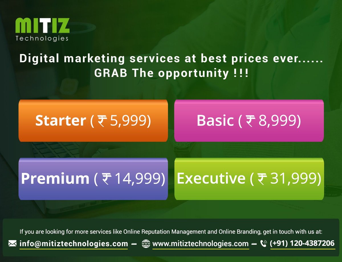 mitiztechnologi's tweet photo. #Mitiz_technologies offers best #seo_packages cash this opportunity to promote your website by our #Search_Engine_Optimization_Services through suggested packages. To know more click here https://t.co/5xJSGfdyXz or call on :- +1-646-844-6663 / +91-120-4387206 https://t.co/lHfFzyjs9B