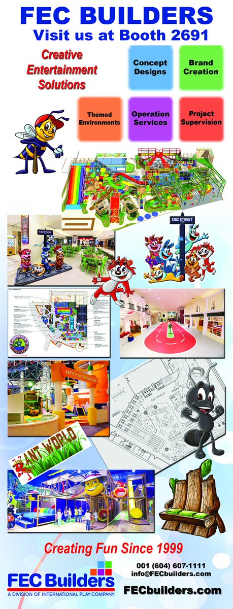 IPLAYCO's tweet photo. Drop by FEC Builders booth 2691 at #IAAPA - FEC development and creative entertainment solutions.
#IAAPA2017 #IAE17 #FECdevelopment #EntertainmentSolutions #Branding #DevelopYourCharacter #Edutainment #ConceptDesigns https://t.co/FveTnK6BrD