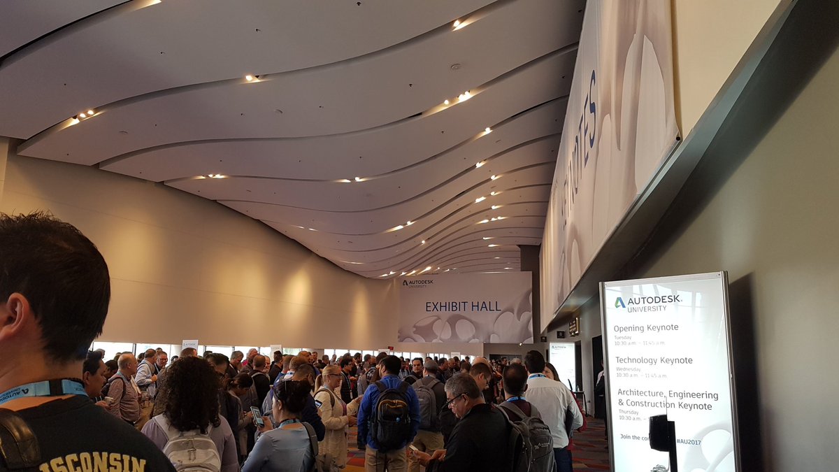 All waiting to enter the keynote 45 minutes before and it is packed #AU2017