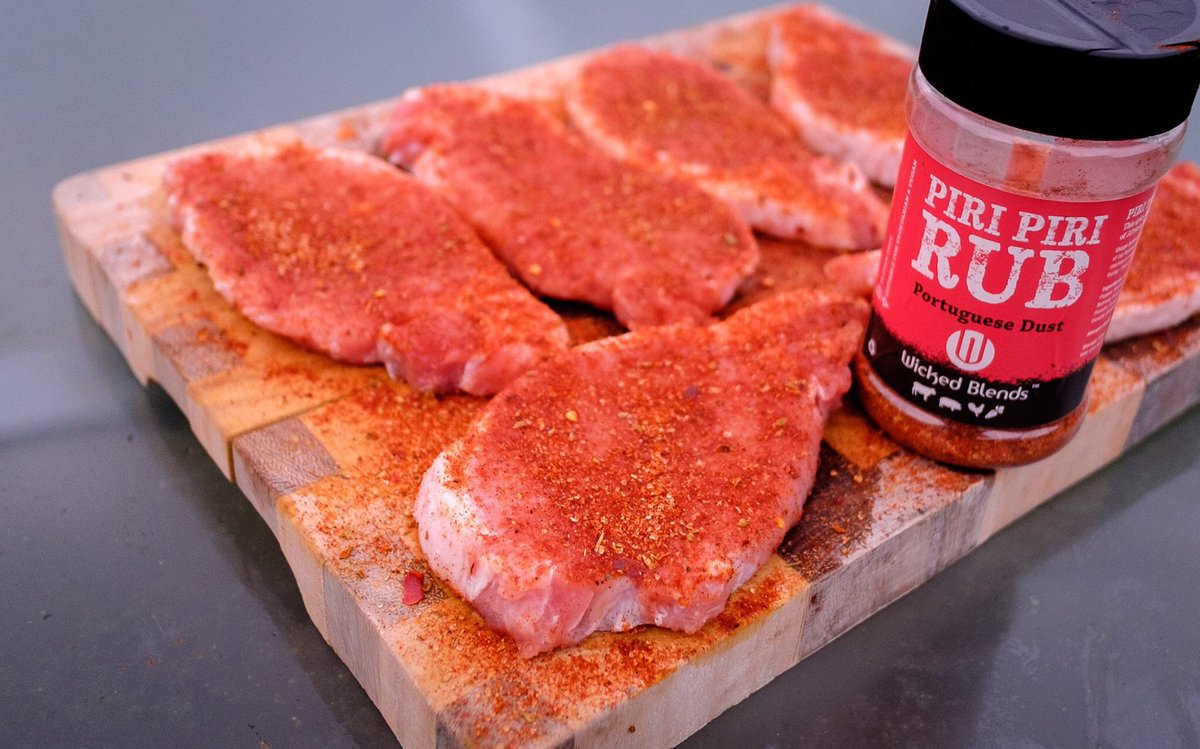 Brined these pork chops before adding some Pourtguese Dust and now onto the WGA #tasty #pork #embraceyourwickedness