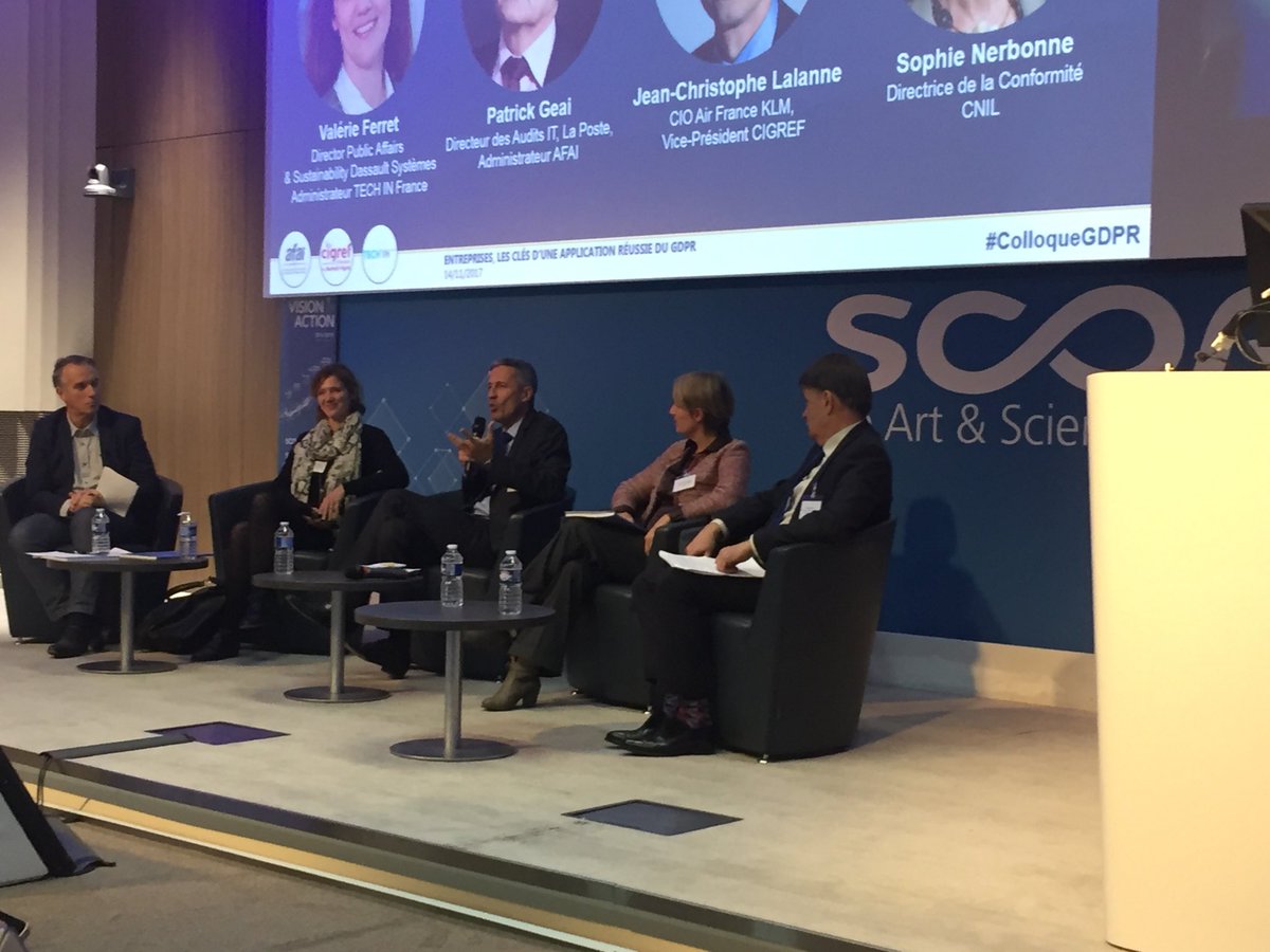 AnVigneron's tweet photo. #ColloqueGDPR Être pragmatique, pédagogique. Une ligne budgétaire GDPR pour chaque métier. Revisiter les infrastructures, les développements https://t.co/DAcJ2LpIcu