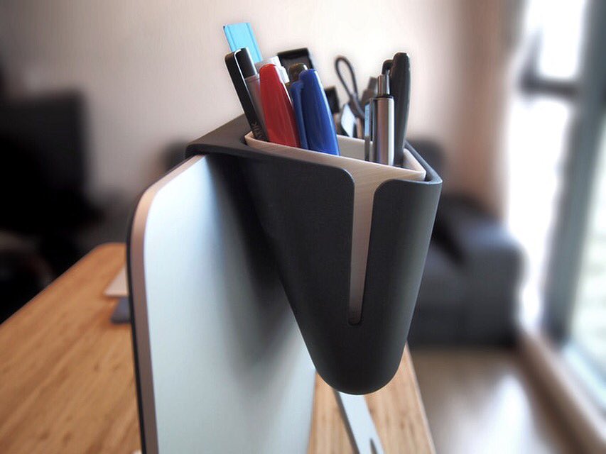 Have your everyday desktop items within arms reach on the Mac Caddy. Designed for the Apple iMac providing extra storage and camera privacy. Now on Kickstarter. kck.st/2hMLziA #apple #kickstarter #imac #maccaddy