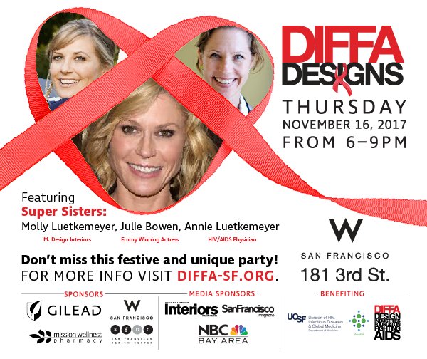 UCSF_HIVIDGM's tweet photo. Two days until #DIFFADESIGNS! Thank you to #DIFFA for hosting a one-of-a-kind event to support new #HIV #AIDS and #aging program, Golden Compass, at #UCSF. Buy tickets or donate today! https://t.co/hDp7TPkT93 @SamNBCBayArea , @MollyLoot @itsJulieBowen see you there! https://t.co/Foaa8Vc0DY