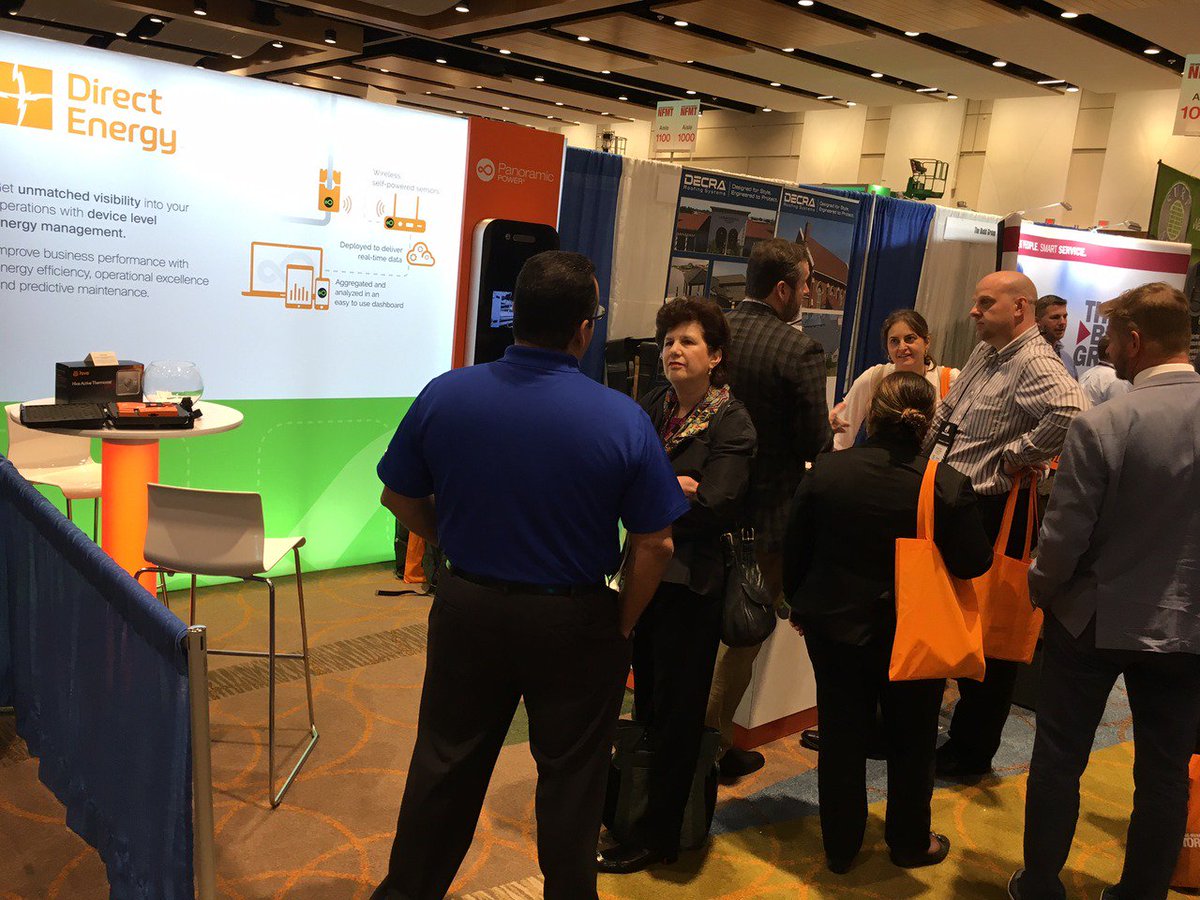 DEBusiness's tweet photo. Busy day at the @PanPwr & @DEBusiness booth! We're chatting about #EnergyManagement & how to achieve savings through #FacilityOptimization using #IoT. Booth #919 - here until 3 PM. #NFMTOrlando17 https://t.co/O72aDvBzPg
