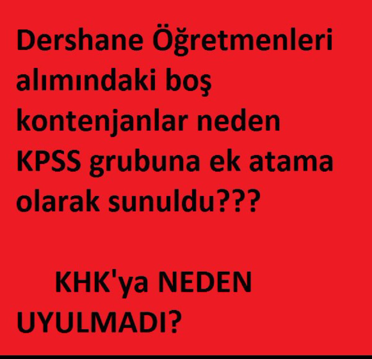 SÖZ VERDİNİZ Şartları tutan #DershÖğrt verilen sözlerin tutulmasını bekliyor! KHK ya uyulmadı! <a href="/RT_Erdogan/">rt_erdogan</a> <a href="/tcbestepe/">T.C. Cumhurbaşkanlığı</a> <a href="/ikalin1/">İbrahim Kalın</a> <a href="/suleymansoylu/">Süleyman Soylu</a> <a href="/Yusuf__Tekin/">Yusuf Tekin</a> <a href="/mkulunk/">Metin KÜLÜNK</a> <a href="/burhanettinuysl/">Burhanettin Uysal</a> <a href="/Akparti/">AK Parti</a> <a href="/AkpartiAnkara/">AK Parti Ankara</a>