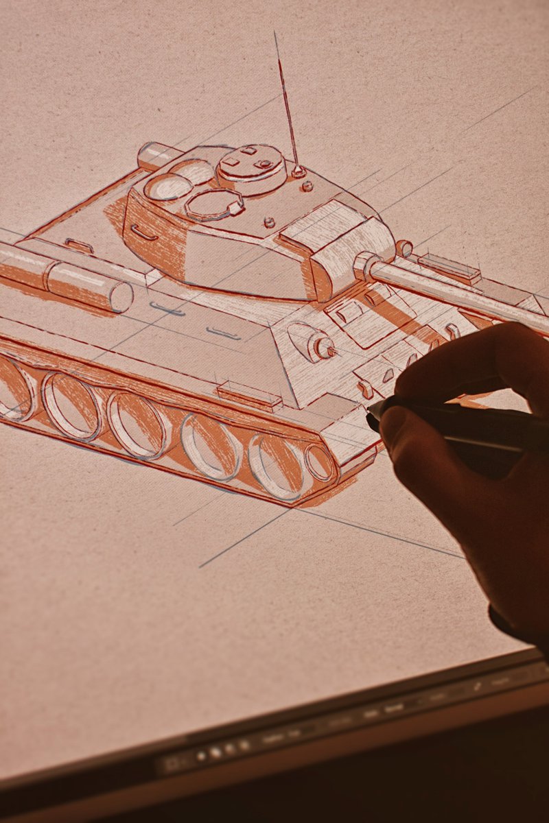 BartoszKosowski's tweet image. Working on something new. #workinprogress #isometricdrawing #tank #digitalsketching #t34 #wacom #cover