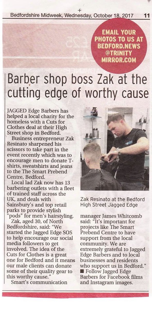 JaggedEdge1's tweet image. Would like to thank all of our amazing customers who supported this great initiative! 

Great to have a write up in the Bedfordshire Midweek paper about our #Cuts4Clothes campaign🙌🏼