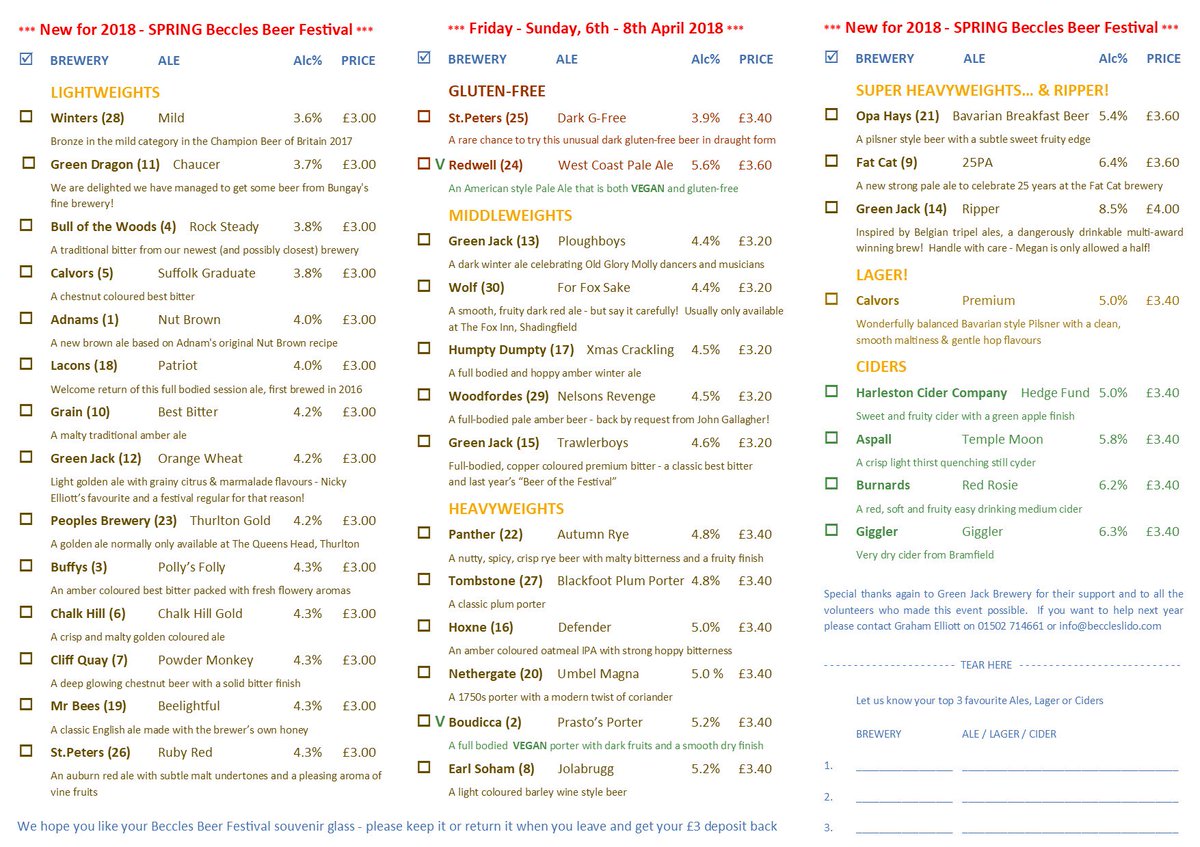 BecclesBeerFest's tweet photo. here it is! this year's programme with opening times and... BEER ! https://t.co/B5UugIm31B