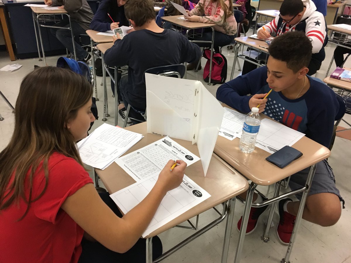 mahon_zepmath's tweet photo. Playing Battleship to practice multiplying and dividing in scientific notation! #8thgradehasgrit #gamesinmath https://t.co/DV7XUACS5b