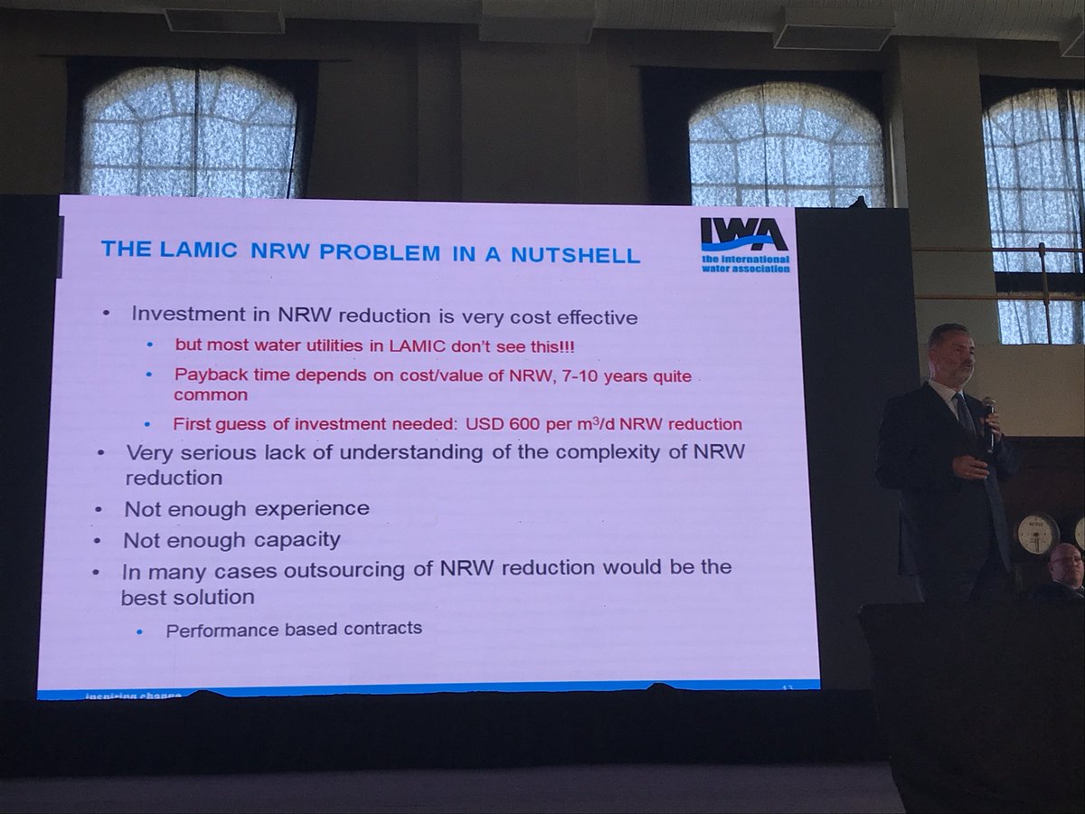 IWAHQ's tweet image. There’s a very serious lack of understanding of the complexity of non revenue water reduction #developmentconference