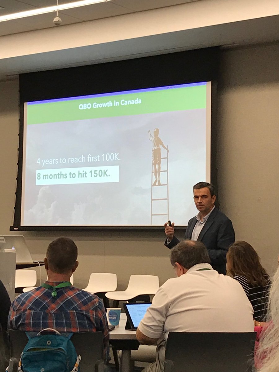 IntuitAcctsCA's tweet photo. Phenomenal growth, thanks to you, our ProAdvisors. #qbconnect @jeff_cates1 to 75 industry insiders. https://t.co/LVbHXujvGa