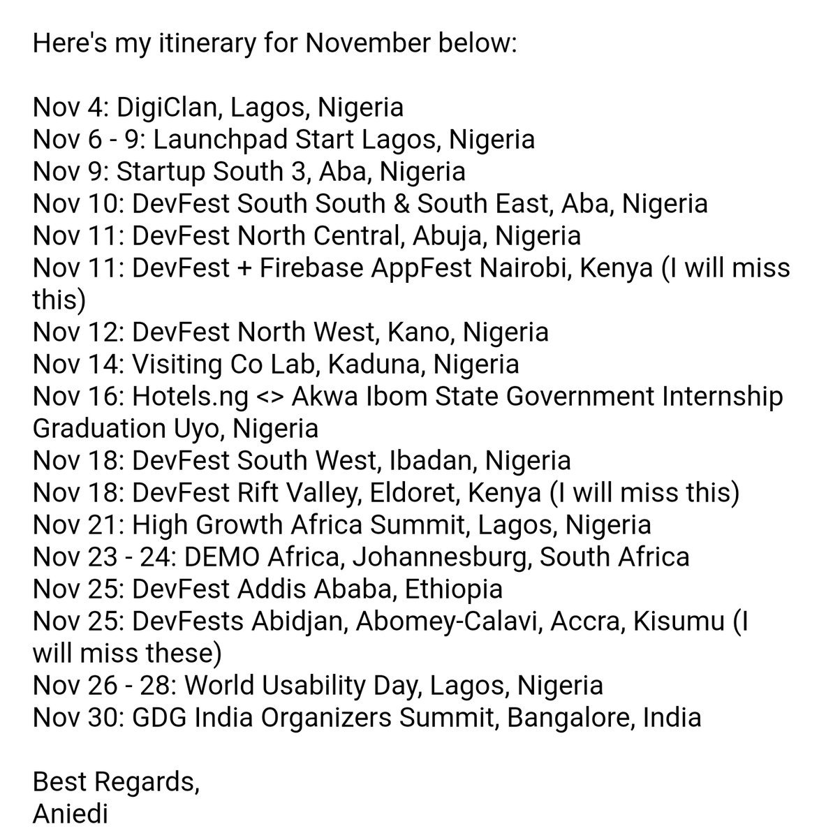 ibro_zango's tweet photo. E be like say dis broda @aniediudo still has a lot to cover in November.
Sincere gratitude to you and your team for making it to #DevFestNW17 #Kano.
@faizbash
@dftaiwo
@unicodeveloper
@kenju254
@nextdeegit
We love you all. Thank you. https://t.co/DNCRsBjIhw