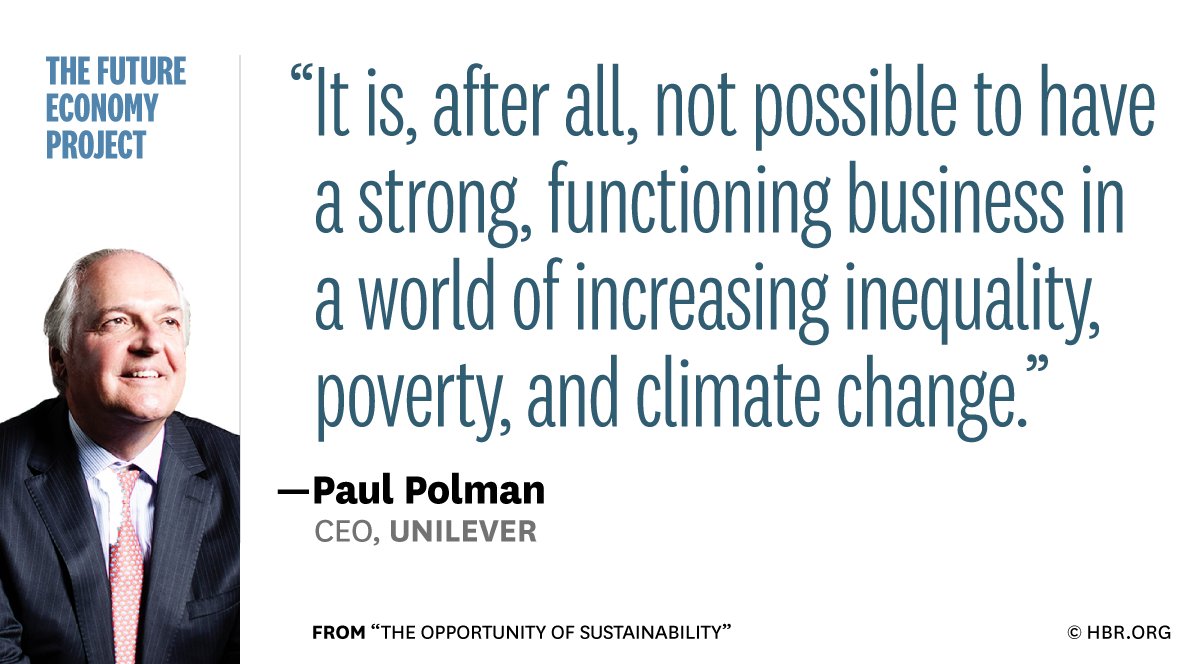 HarvardBiz's tweet photo. “And to achieve this, above all, we need human willpower — leaders who can put the interests of others ahead of their own.” — @PaulPolman, CEO of @Unilever 
https://t.co/PbQWlUxeRj https://t.co/3KTGB7Adzq